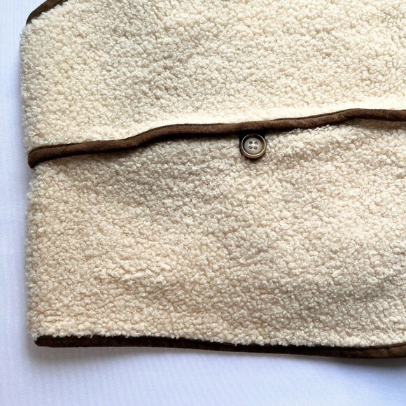 NWT HOUSE OF HARLOW 1960 CREAM BROWN SHERPA CROPPED OVERSIZED VEST - L - Picture 7 of 9